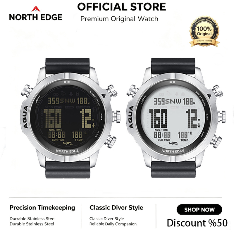 Altimeter Compass Watch - NORTH EDGE Męski Zegarek Cyfrowy Profesjonalny